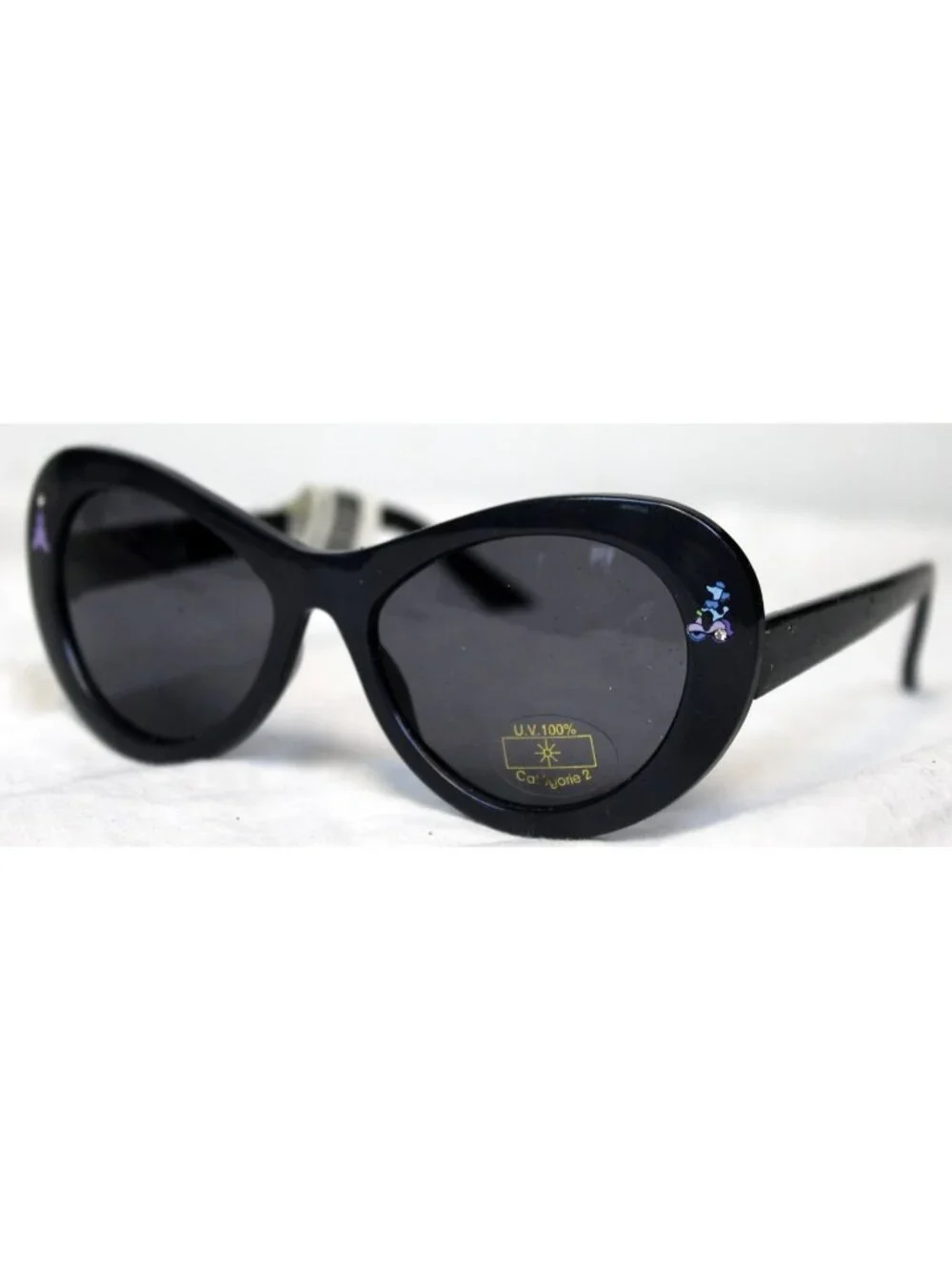 2004 Gymboree European Holiday Black Cat Eye Sunglasses Eiffel Tower Poodle Rhin